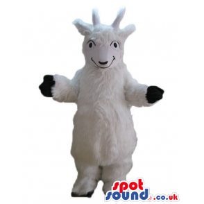 Smiling white sheep with black feet - Custom Mascots