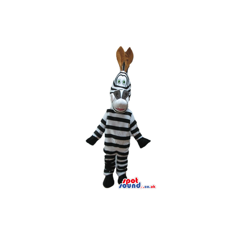 Zebra with big eyes and long brown ears - Custom Mascots