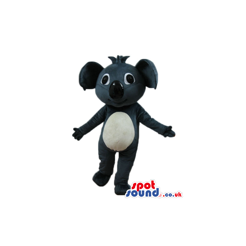 Dark grey koala with a white belly and big eyes - Custom Mascots