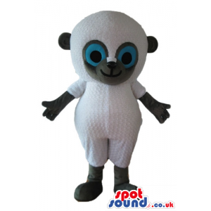 White bear with big blue eyes and black arms, hands, legs and