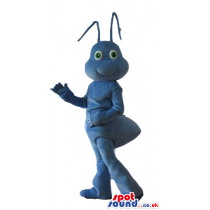 Smiling light-blue ant with big eyes - Custom Mascots
