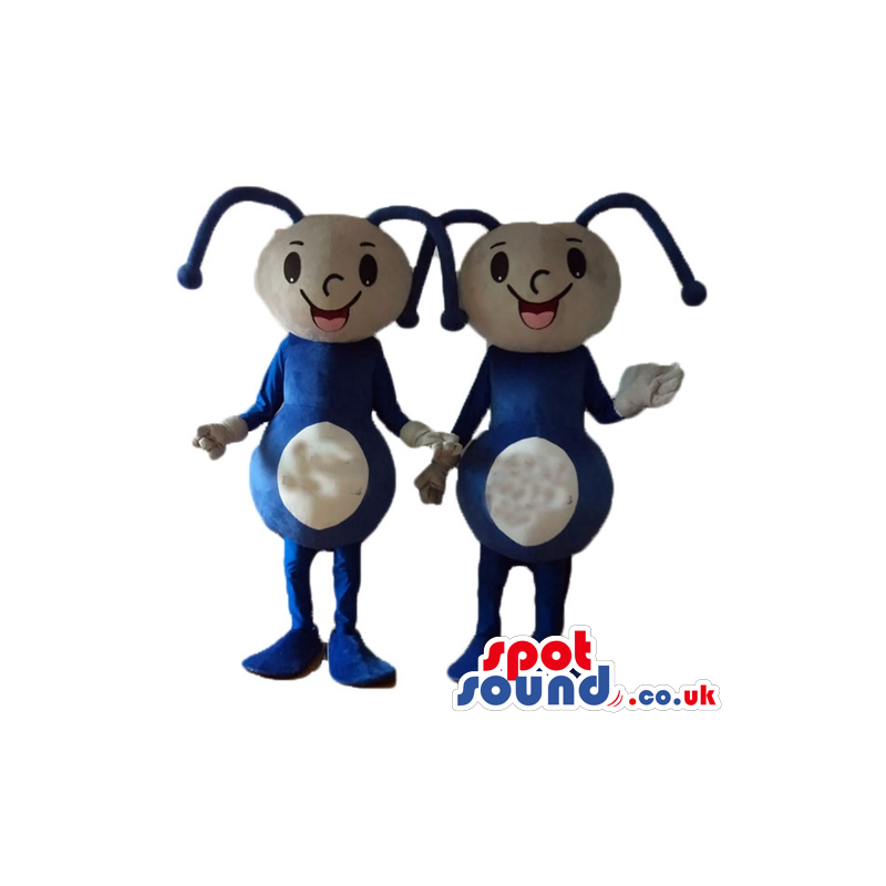 Two ants with a blue body and white belly - Custom Mascots