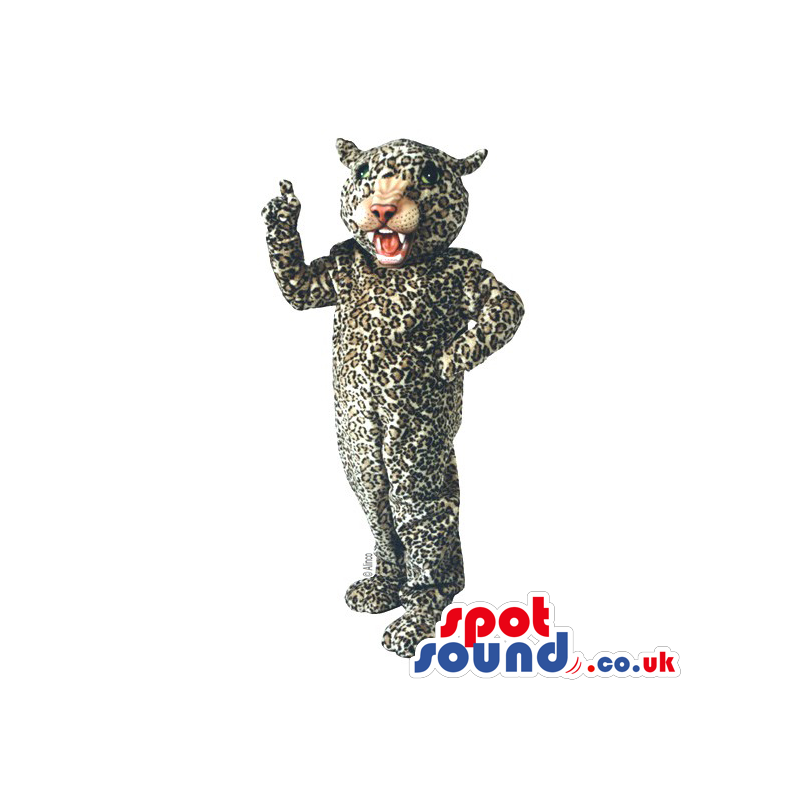 Lovely leopard Mascot with spotted, soft cuddly material -