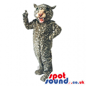 Lovely leopard Mascot with spotted, soft cuddly material -