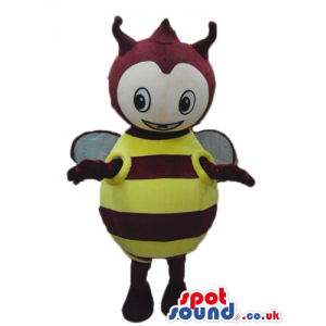 Brown and yellow bee with brown hair and white wings - Custom