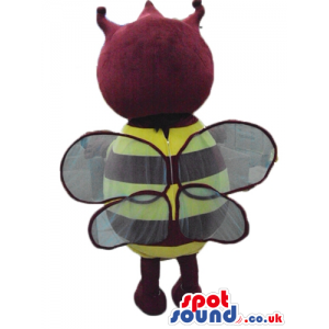 Brown and yellow bee with brown hair and white wings - Custom