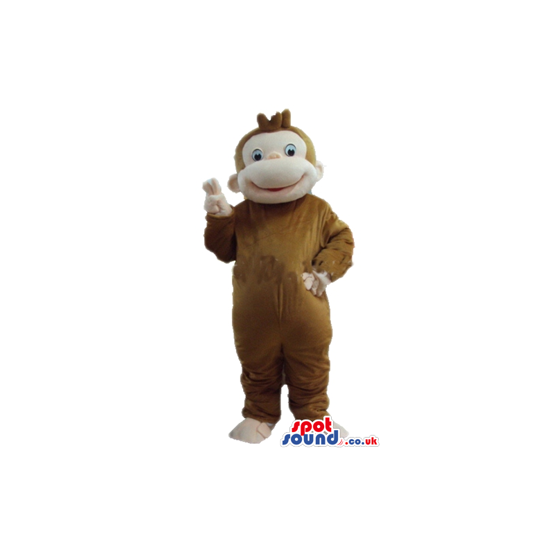 Smiling brown monkey with a pink face - Custom Mascots