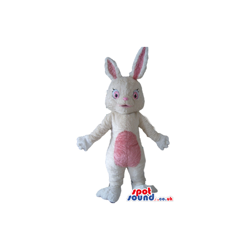 White rabbit with pink ears, belly, nose and eyes - Custom