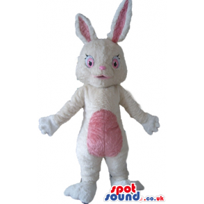 White rabbit with pink ears, belly, nose and eyes - Custom