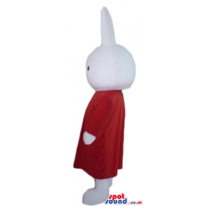 White rabbit wearing a long red dress - Custom Mascots