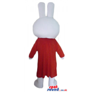 White rabbit wearing a long red dress - Custom Mascots