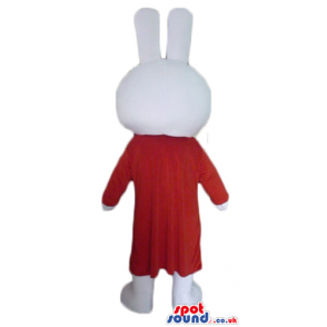 White rabbit wearing a long red dress - Custom Mascots