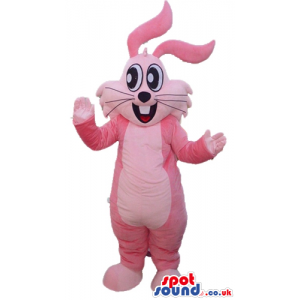 Pink rabbit with long ears and big black eyes - Custom Mascots