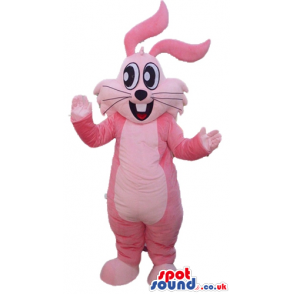 Pink rabbit with long ears and big black eyes - Custom Mascots