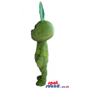 Green rabbit with two teeth and small eyes - Custom Mascots