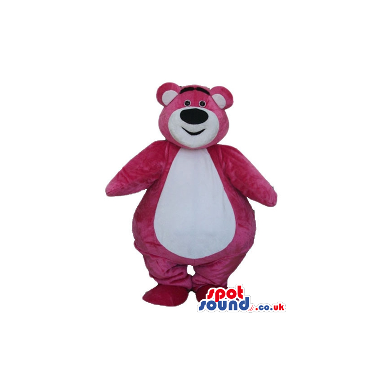 Fat pink bear with a white belly and face - Custom Mascots