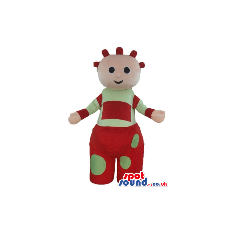Boy wearing red and green clothes - Custom Mascots