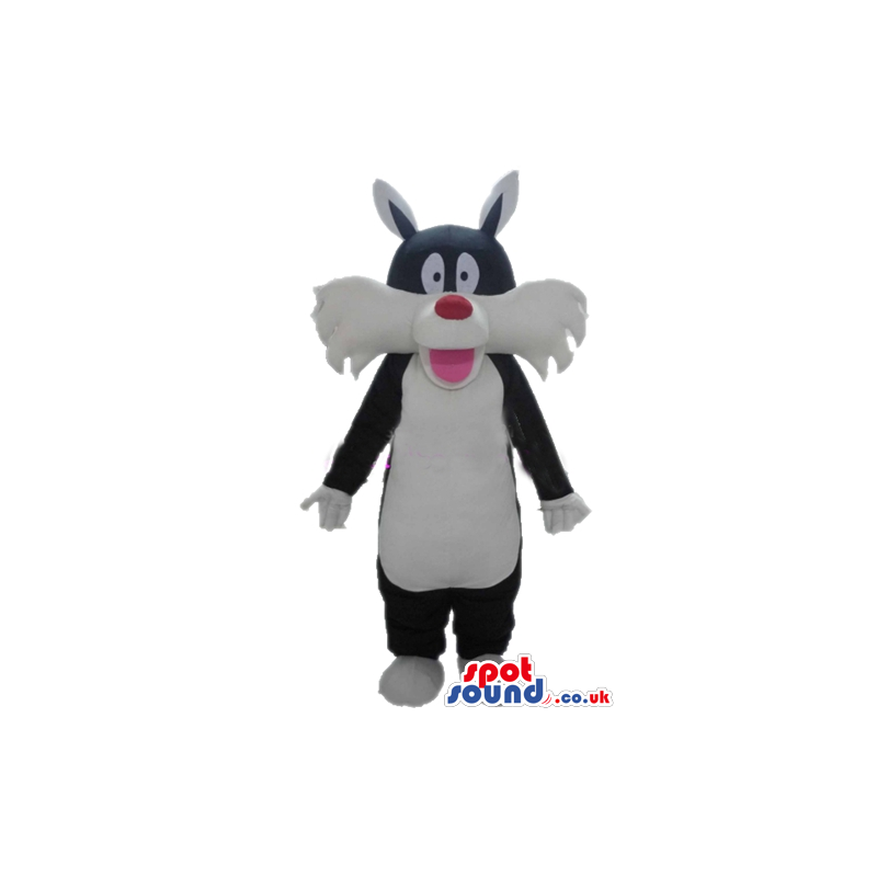Black and white cat with a red nose - Custom Mascots
