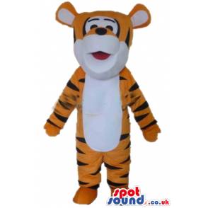 Mascot costume of a tiger with a white belly - Custom Mascots