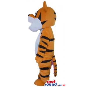 Mascot costume of a tiger with a white belly - Custom Mascots