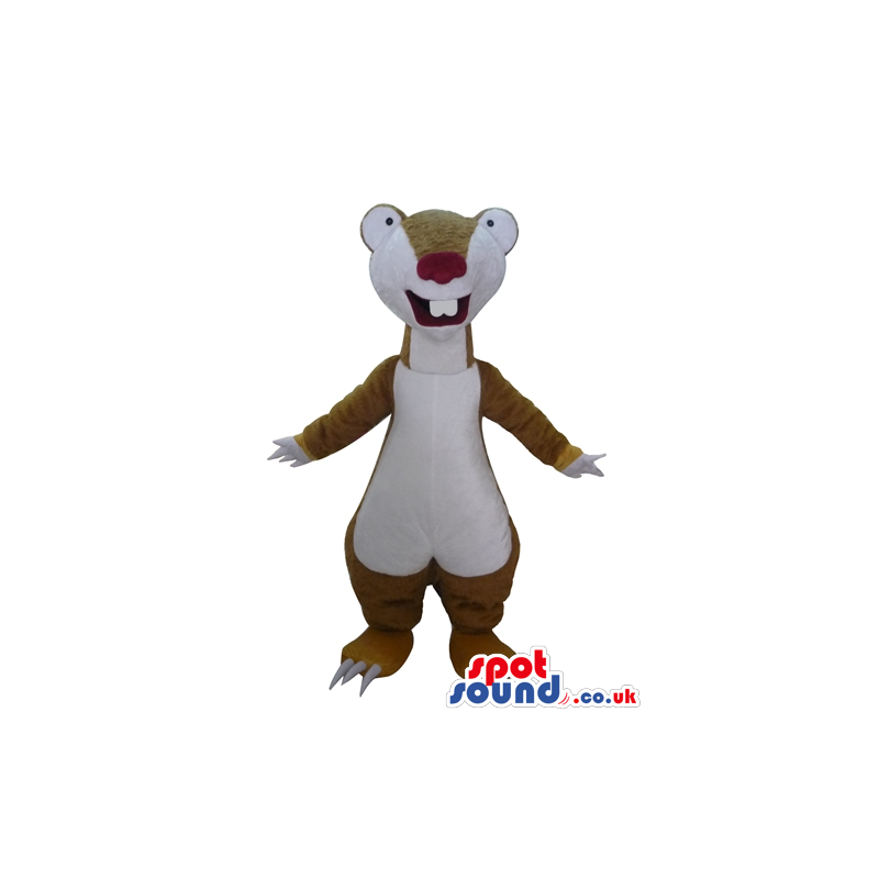 Brown and white otter with a big red nose - Custom Mascots