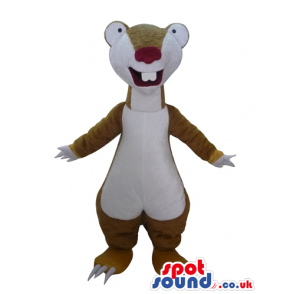 Brown and white otter with a big red nose - Custom Mascots