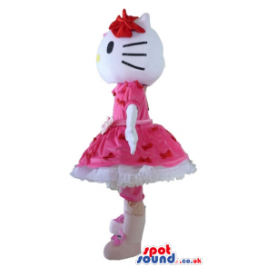 Hello kitty with 2 bows on the head and a pink and red mini