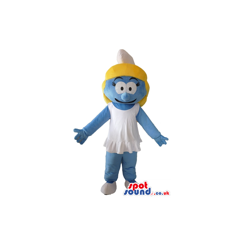 Blonde smurfette wearing a white dress and shoes - Custom