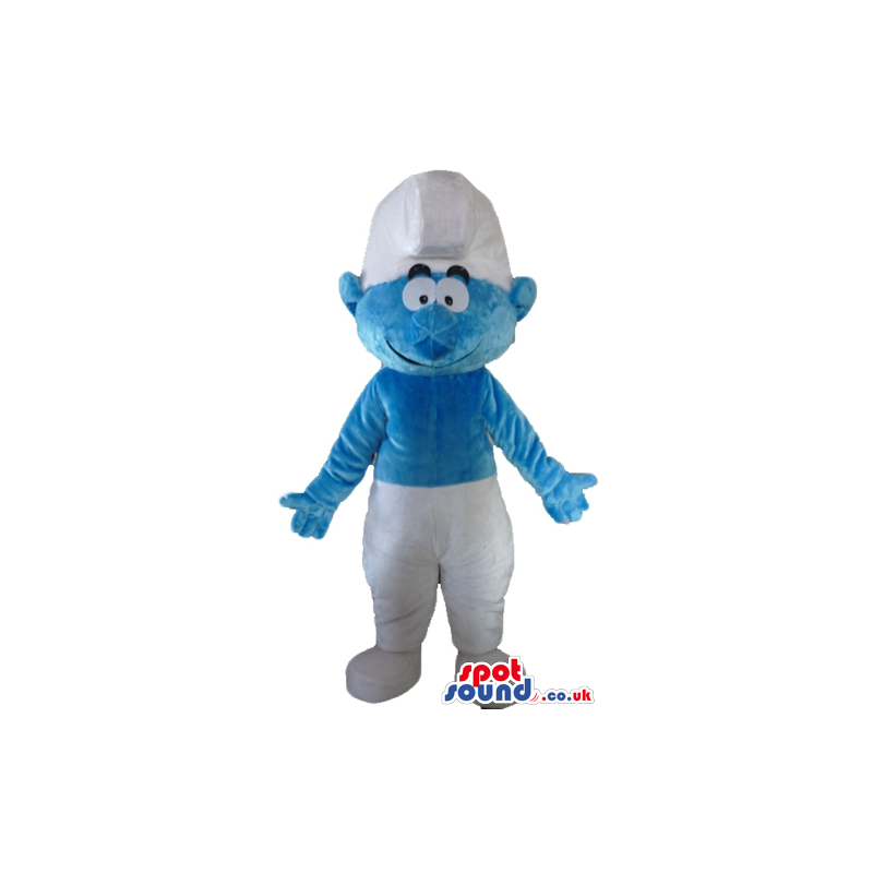 Smiling smurf wearing white trousers and a white hat - Custom