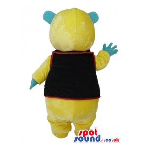 Yellow panda with a white belly and light blue details round