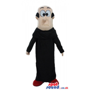 Bald man wearing a long black tunic - Custom Mascots