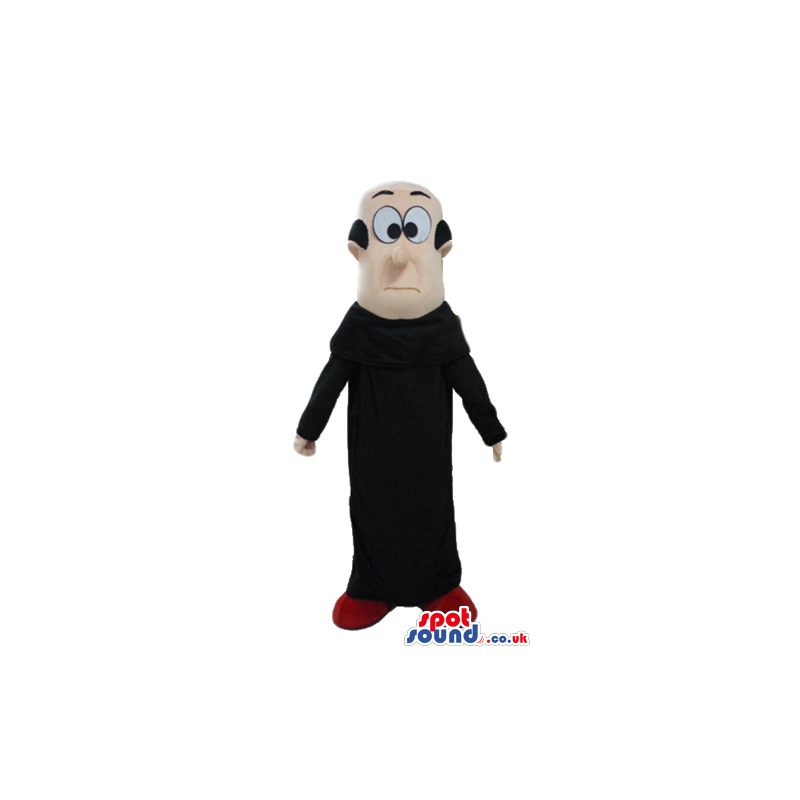 Bald man wearing a long black tunic - Custom Mascots