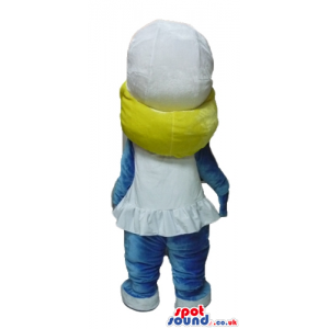 Blonde smurfette wearing a white hat, dress and shoes - Custom