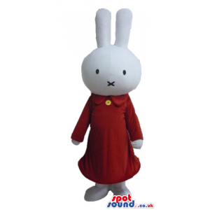 White rabbit wearing a long red dress - Custom Mascots