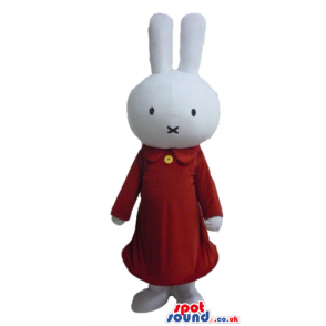 White rabbit wearing a long red dress - Custom Mascots