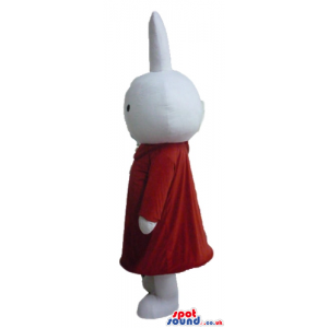 White rabbit wearing a long red dress - Custom Mascots