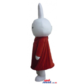 White rabbit wearing a long red dress - Custom Mascots