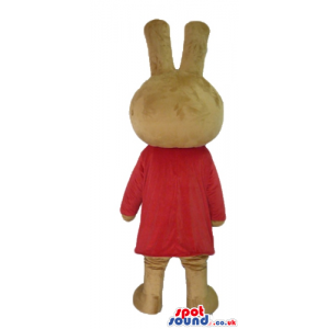 Brown bunny wearing a red mini dress with long sleeves - Custom