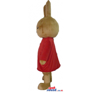 Brown bunny wearing a red mini dress with long sleeves - Custom