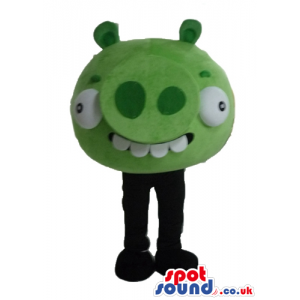 Green pig face with large white teeth and black legs - Custom