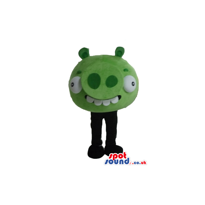 Green pig face with large white teeth and black legs - Custom