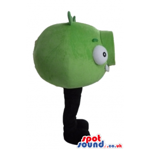 Green pig face with large white teeth and black legs - Custom