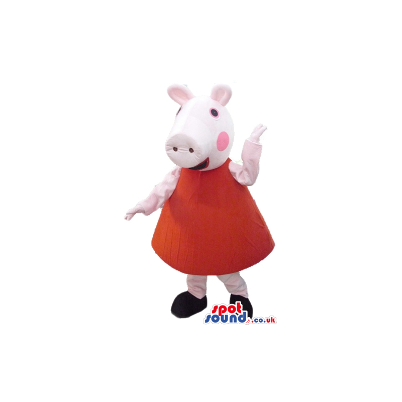 Peppa pig wearing a red mini dress and black shoes - Custom