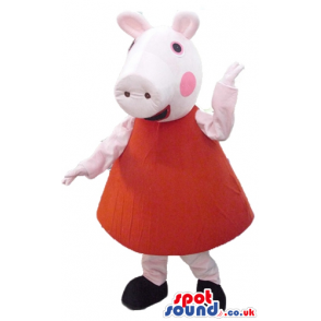 Peppa pig wearing a red mini dress and black shoes - Custom