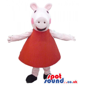 Peppa pig wearing a red mini dress and black shoes - Custom