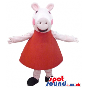 Peppa pig wearing a red mini dress and black shoes - Custom