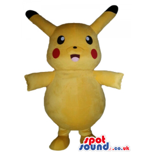 Yellow monster with long and thing yellow and black ears, red