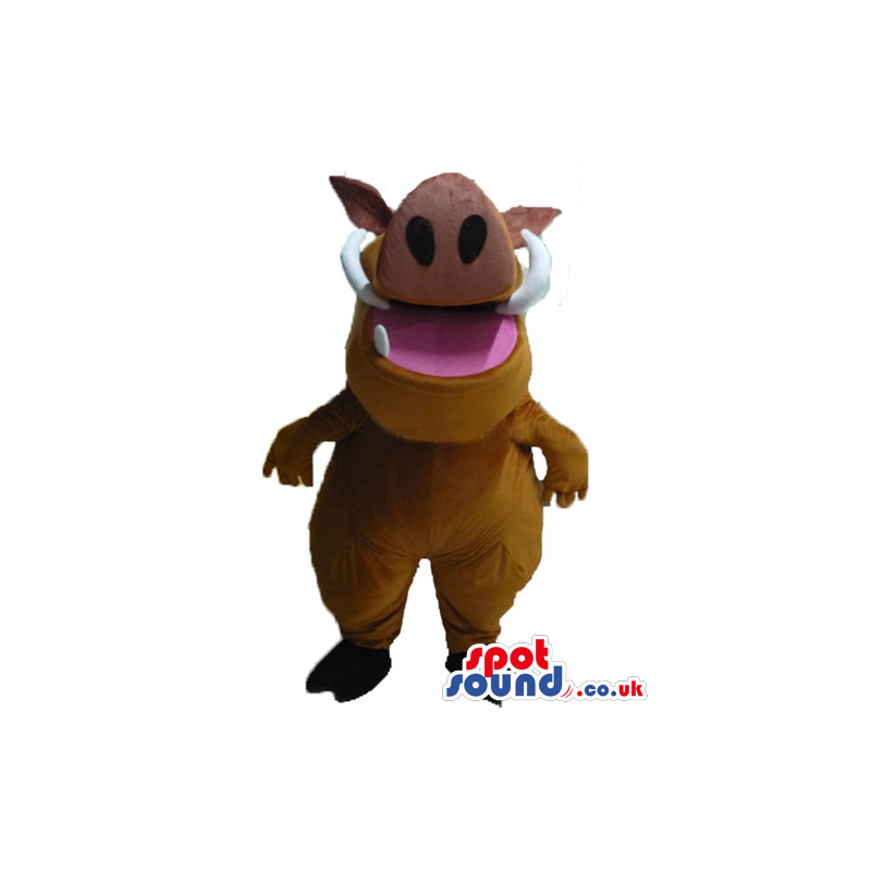 Brown wild pig with black hair and huge white teeth - Custom