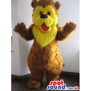 Brown And Yellow Big And Hairy Bear Animal Mascot - Custom