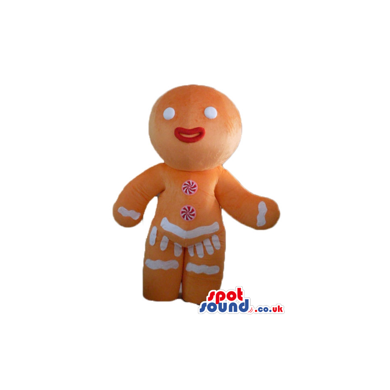 Gingerbread female cookie with red lips decorated in red and